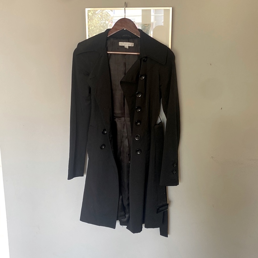 Black trench coat with belt